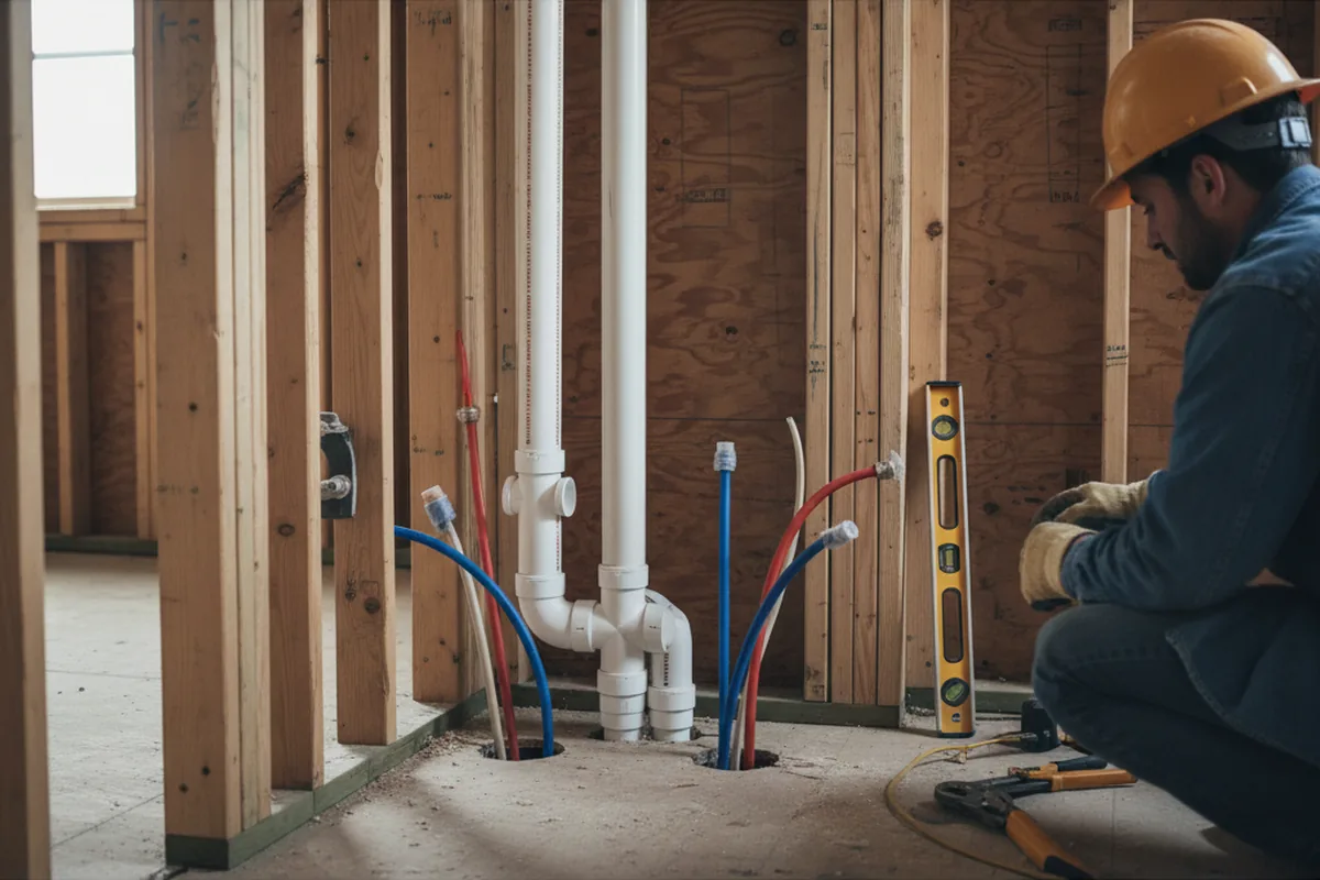 Drain and supply rough-in during Leak Detection in Spring Hope